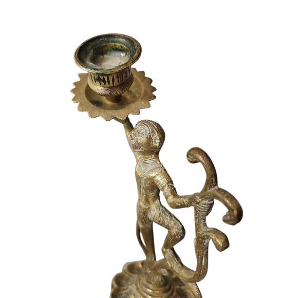 Vintage Brass Monkey Taper Candle Holder Clawfoot Feet Whimsical MCM Art Deco - Picture 11 of 13